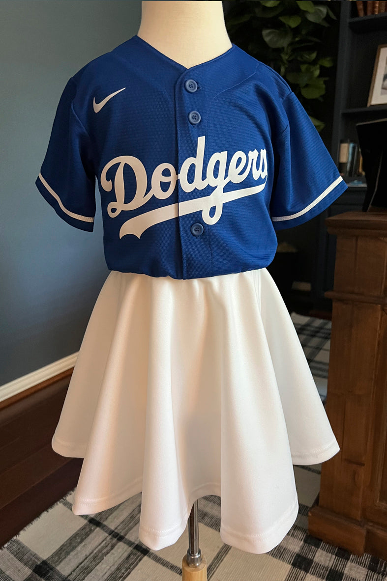 Dodgers White Fan Dress - Girls