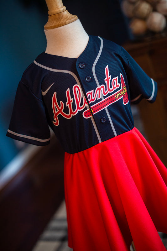 Atlanta Braves Navy Fan Dress - Girls