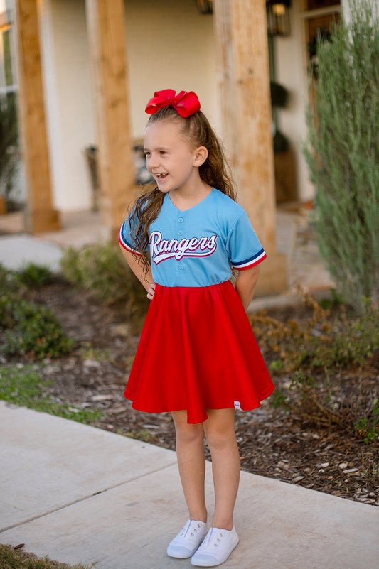 Texas Rangers Light Blue Fan Dress - Girls