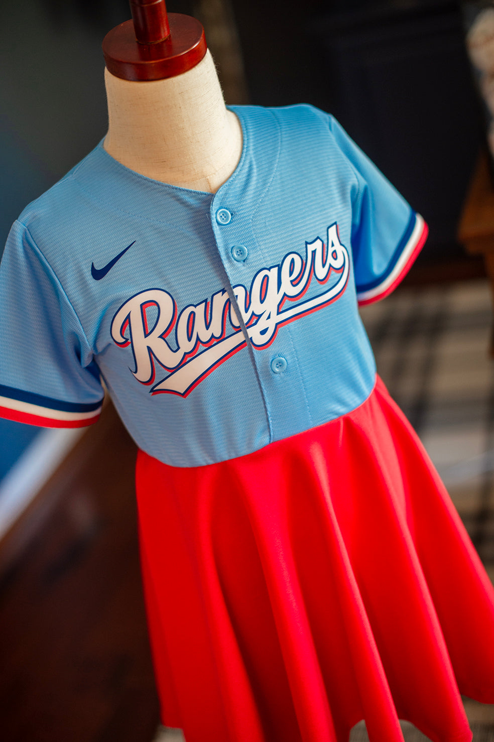 Texas Baseball Fan Dress Light Blue - Girls