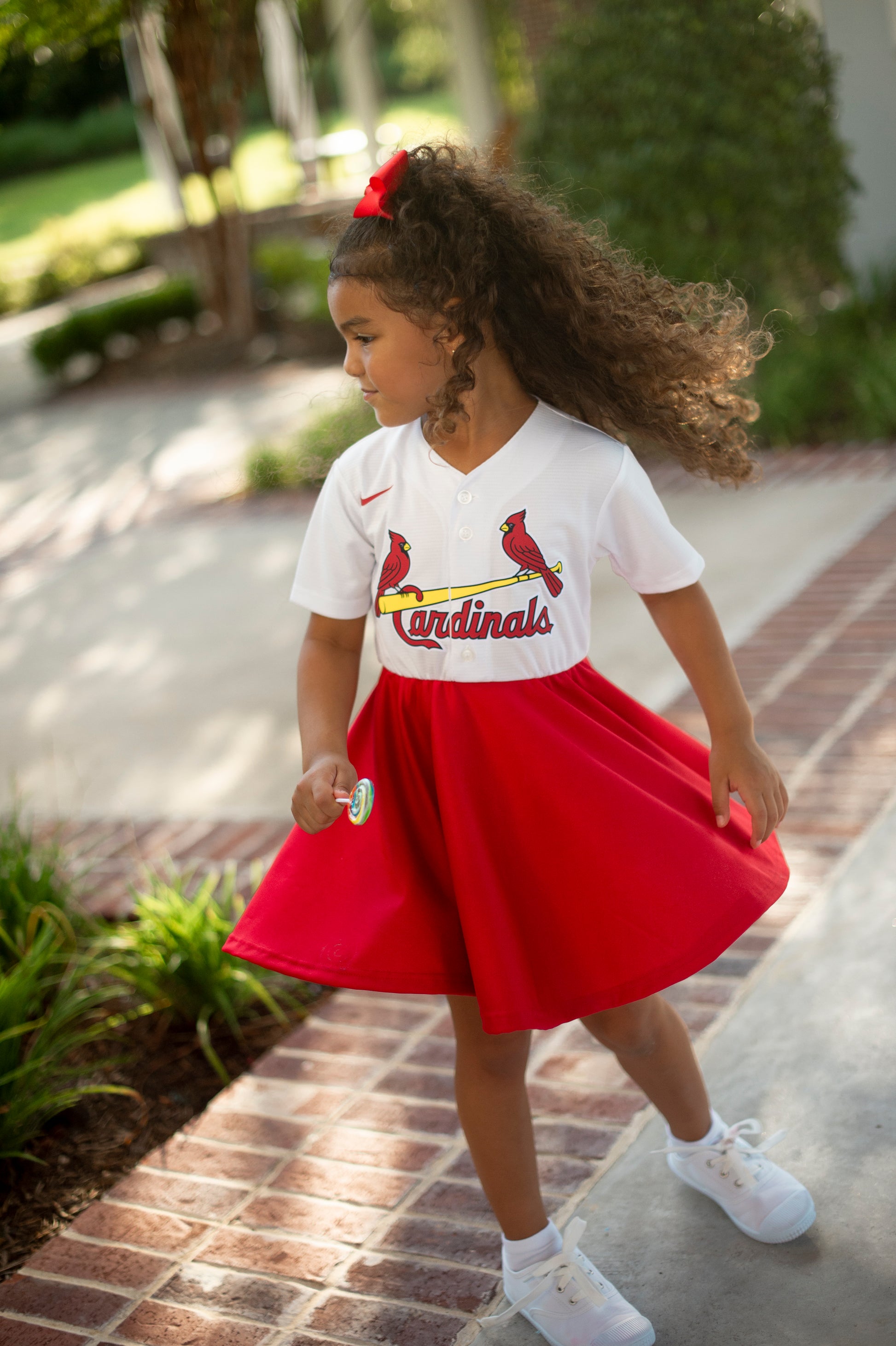St. Louis Cardinals White Fan Dress - Girls