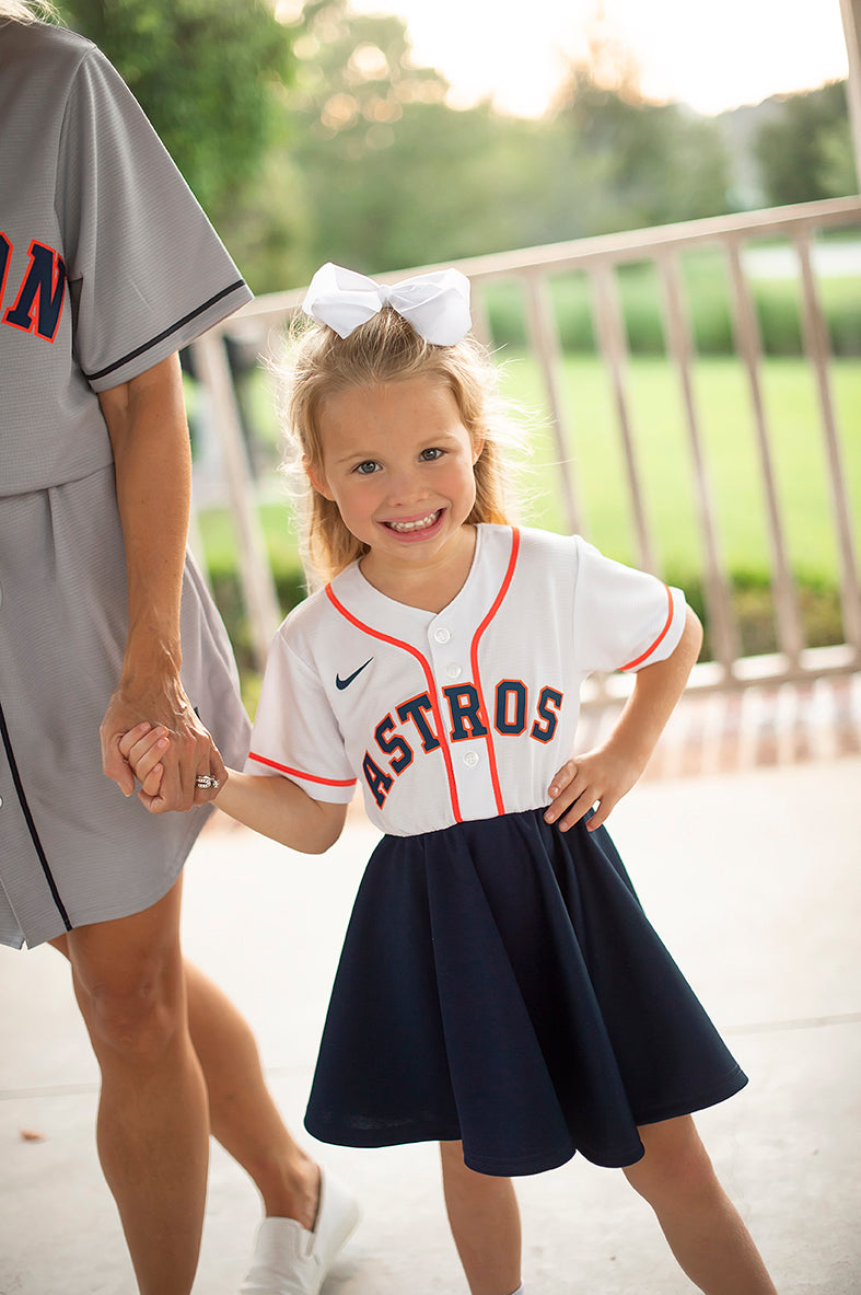 Houston Astros White Fan Dress - Girls