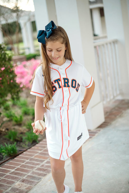 Astros Youth Drawstring Jersey Dress - White