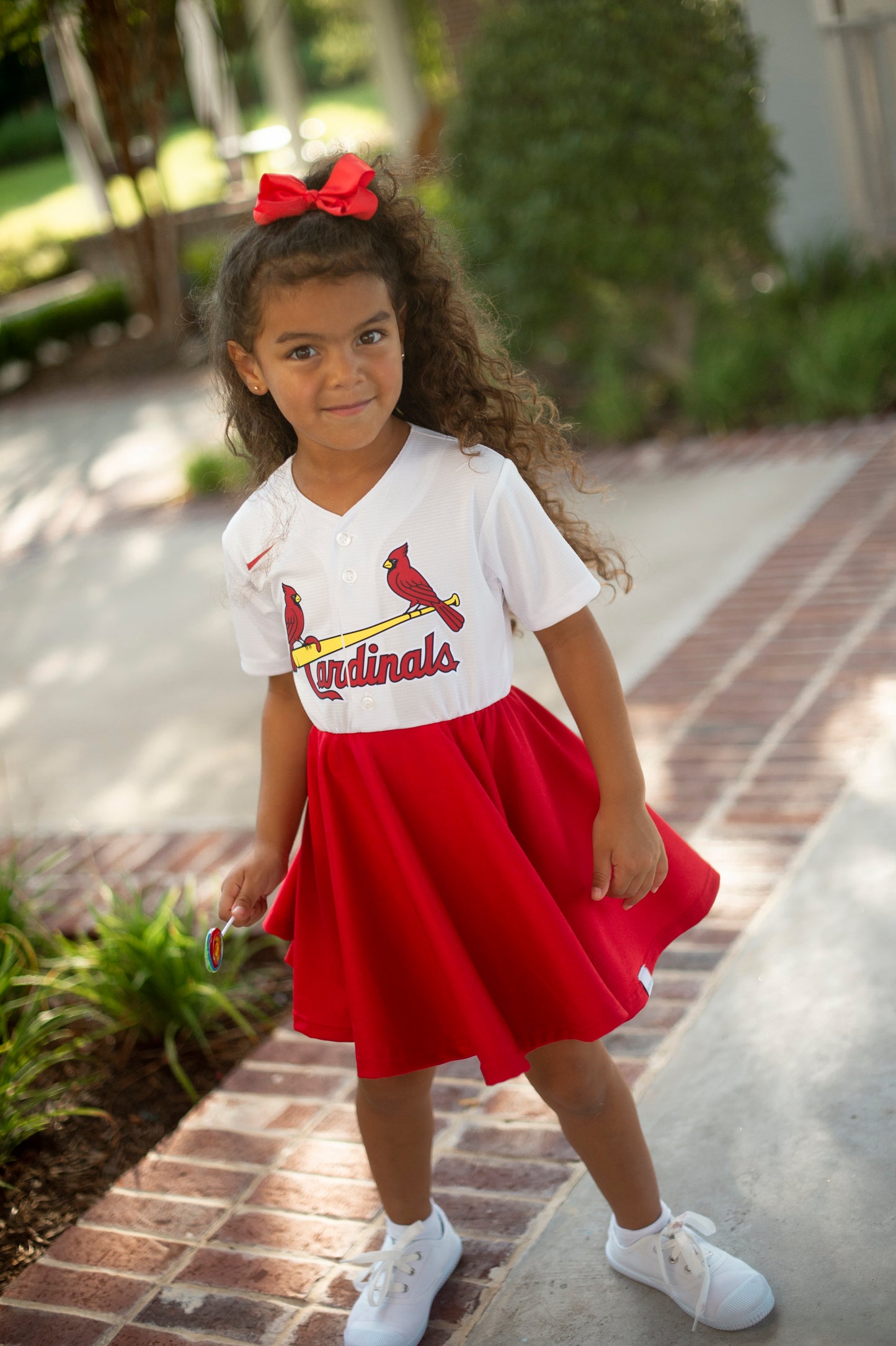 St. Louis Cardinals White Fan Dress - Girls