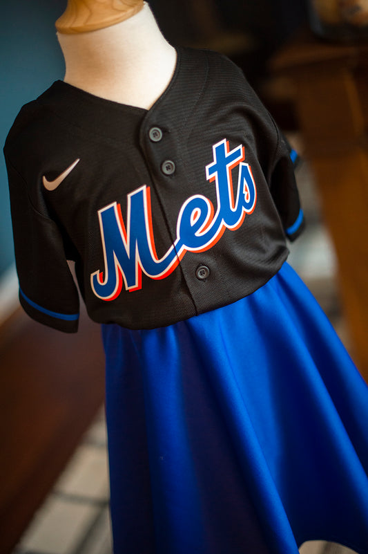 New York Mets Black Fan Dress - Girls