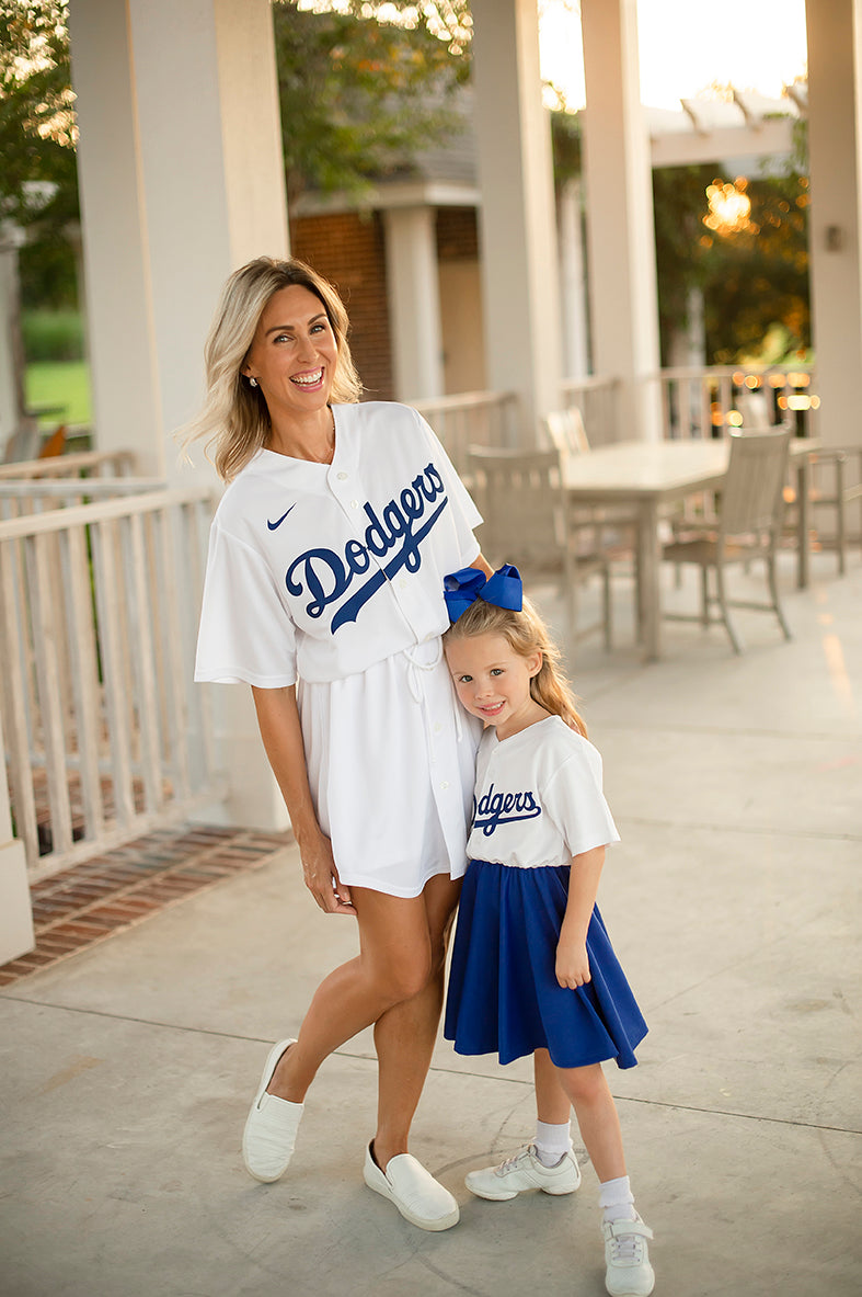 Dodgers White Fan Dress - Girls
