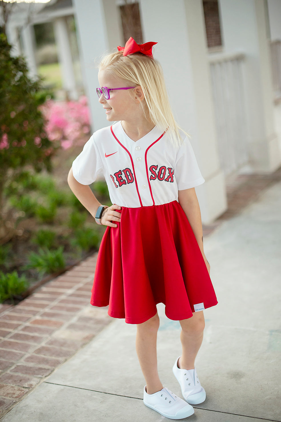 Boston Red Sox White Fan Dress - Girls