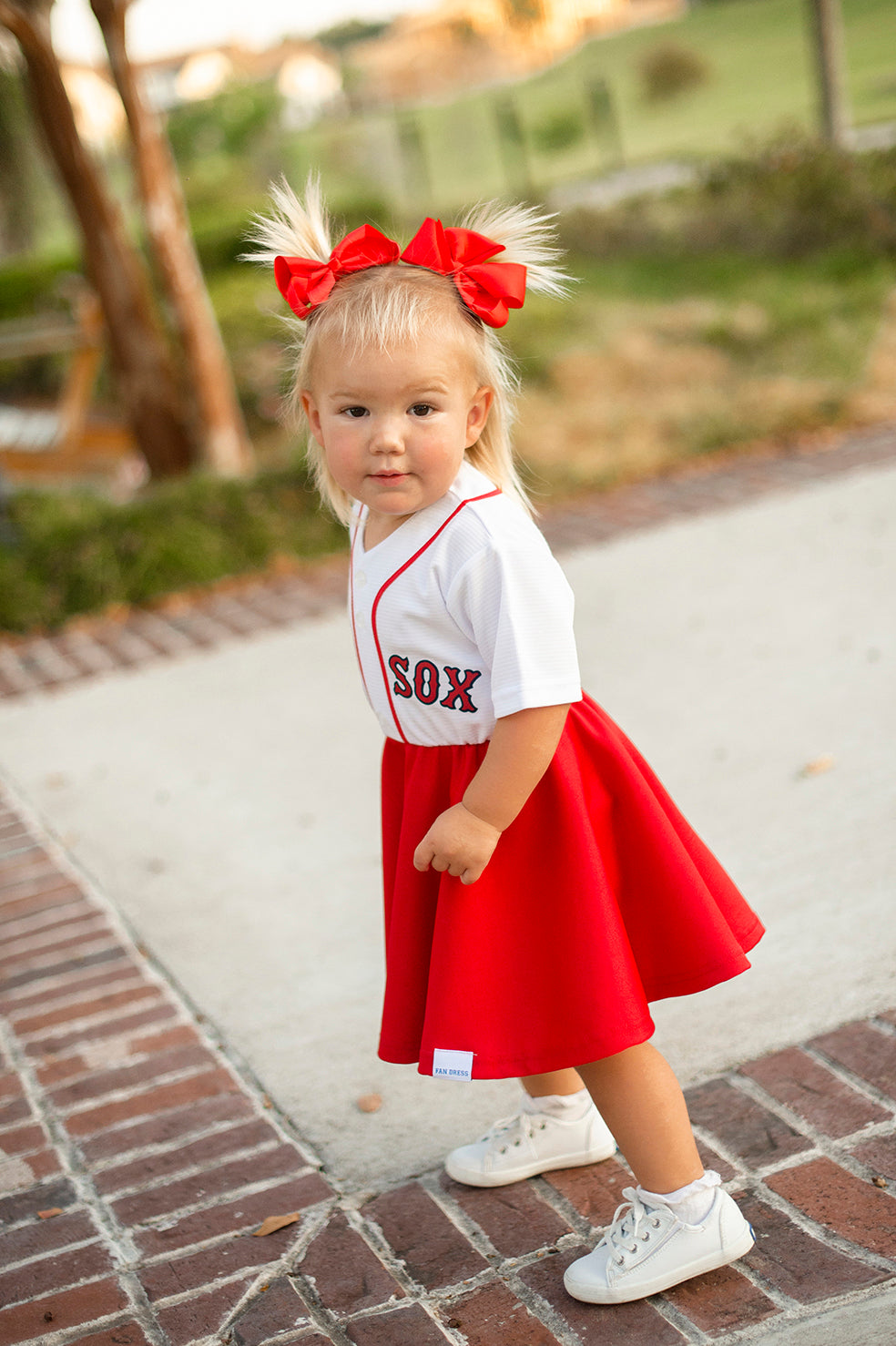 Boston Red Sox White Fan Dress - Girls